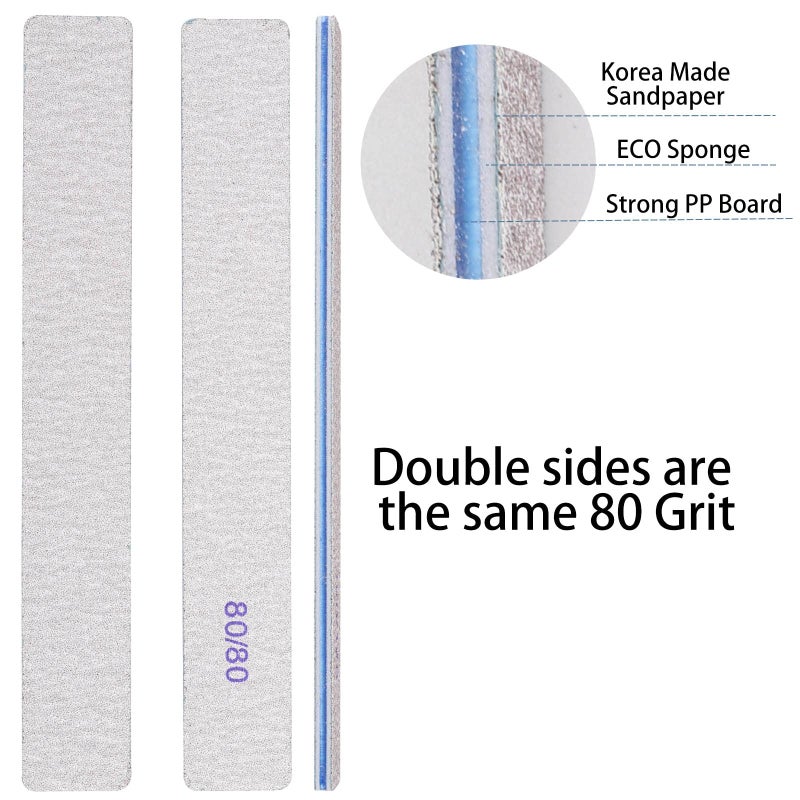 Tecbeauty 50pcs 80/80 Grit Nail Files Acrylic Nails Emery Boards File Professional Nail Art Tools for Home,Salon,Strong,Double Sided - Image 3